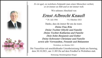 Traueranzeige von Ernst Albrecht Knauft  von Magdeburger Volksstimme
