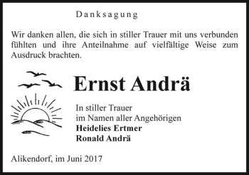 Traueranzeige von Ernst Andrä  von Magdeburger Volksstimme