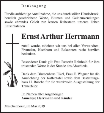 Traueranzeige von Ernst Arthur Herrmann  von Magdeburger Volksstimme