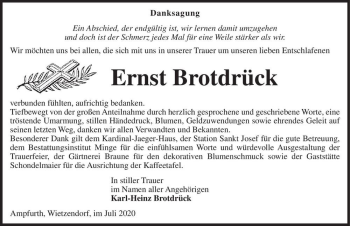 Traueranzeige von Ernst Brotdrück  von Magdeburger Volksstimme