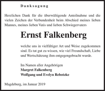Traueranzeige von Ernst Falkenberg  von Magdeburger Volksstimme
