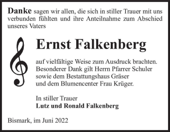Traueranzeige von Ernst Falkenberg  von Magdeburger Volksstimme