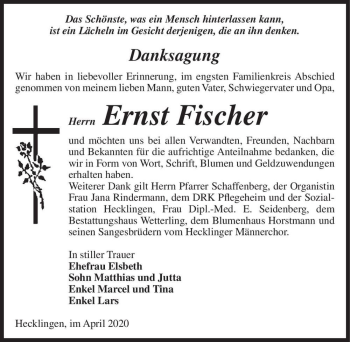 Traueranzeige von Ernst Fischer  von Magdeburger Volksstimme