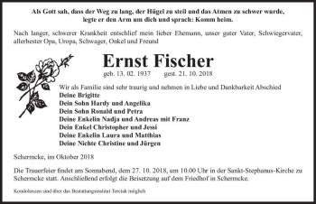 Traueranzeige von Ernst Fischer  von Magdeburger Volksstimme