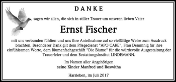 Traueranzeige von Ernst Fischer  von Magdeburger Volksstimme