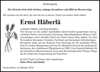 Traueranzeige von Ernst Häberlä  von Magdeburger Volksstimme