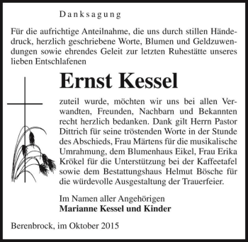 Traueranzeige von Ernst Kessel  von Magdeburger Volksstimme