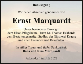 Traueranzeige von Ernst Marquardt  von Magdeburger Volksstimme