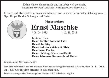 Traueranzeige von Ernst Maschke  von Magdeburger Volksstimme