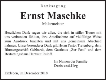 Traueranzeige von Ernst Maschke  von Magdeburger Volksstimme