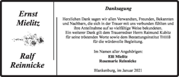 Traueranzeige von Ernst Mielitz und Ralf Reinnicke  von Magdeburger Volksstimme