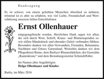 Traueranzeige von Ernst Ollenhauer  von Magdeburger Volksstimme
