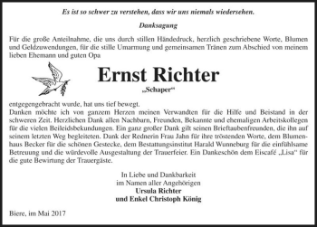 Traueranzeige von Ernst Richter 
