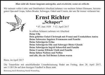 Traueranzeige von Ernst Richter 
