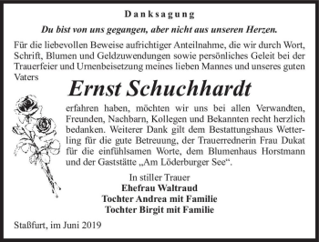 Traueranzeige von Ernst Schuchhardt  von Magdeburger Volksstimme