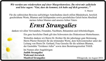 Traueranzeige von Ernst Strangalies  von Magdeburger Volksstimme