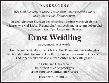 Traueranzeige von Ernst Weidling  von Magdeburger Volksstimme