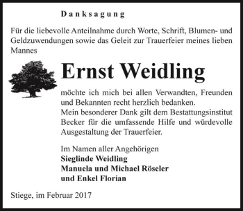 Traueranzeige von Ernst Weidling  von Magdeburger Volksstimme