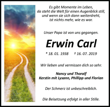 Traueranzeige von Erwin Carl  von Magdeburger Volksstimme