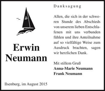 Traueranzeige von Erwin Neumann  von Magdeburger Volksstimme