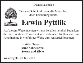Traueranzeige von Erwin Pyttlik  von Magdeburger Volksstimme