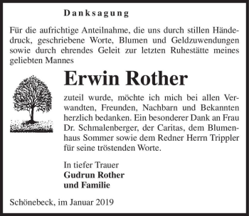 Traueranzeige von Erwin Rother  von Magdeburger Volksstimme