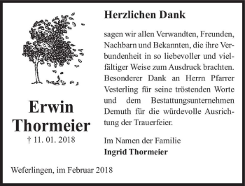 Traueranzeige von Erwin Thormeier  von Magdeburger Volksstimme