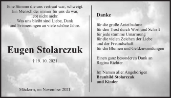 Traueranzeige von Eugen Stolarczuk  von Magdeburger Volksstimme