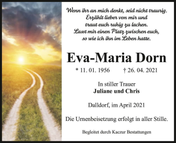 Traueranzeige von Eva-Maria Dorn  von Magdeburger Volksstimme