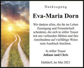 Traueranzeige von Eva-Maria Dorn  von Magdeburger Volksstimme