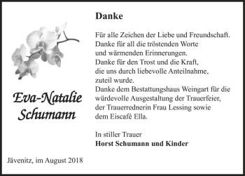 Traueranzeige von Eva-Natalie Schumann  von Magdeburger Volksstimme
