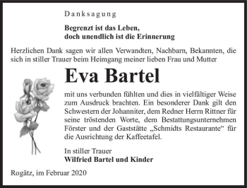 Traueranzeige von Eva Bartel  von Magdeburger Volksstimme