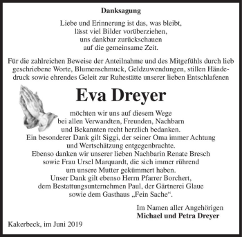 Traueranzeige von Eva Dreyer  von Magdeburger Volksstimme