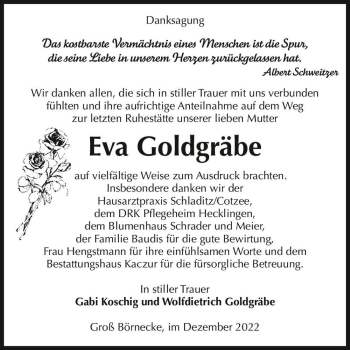 Traueranzeige von Eva Goldgräbe  von Magdeburger Volksstimme
