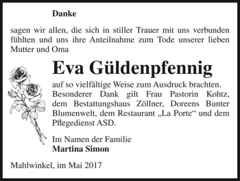 Traueranzeige von Eva Güldenpfennig  von Magdeburger Volksstimme