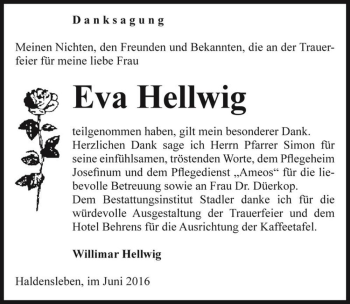 Traueranzeige von Eva Hellwig  von Magdeburger Volksstimme