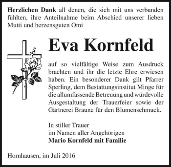 Traueranzeige von Eva Kornfeld  von Magdeburger Volksstimme