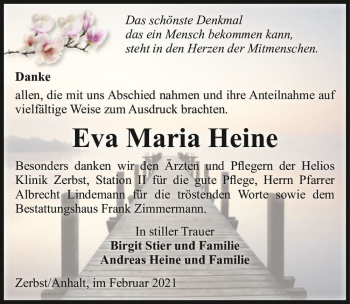 Traueranzeige von Eva Maria Heine  von Magdeburger Volksstimme