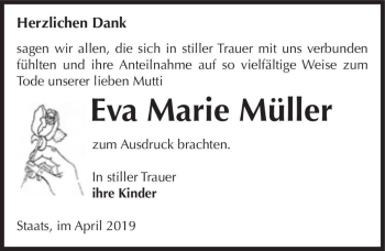 Traueranzeige von Eva Marie Müller  von Magdeburger Volksstimme