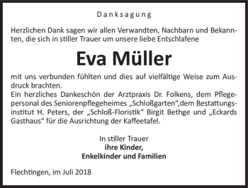 Traueranzeige von Eva Müller  von Magdeburger Volksstimme