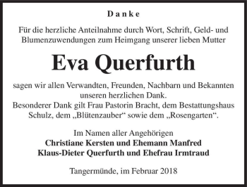 Traueranzeige von Eva Querfurth  von Magdeburger Volksstimme