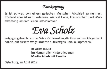 Traueranzeige von Eva Scholz  von Magdeburger Volksstimme