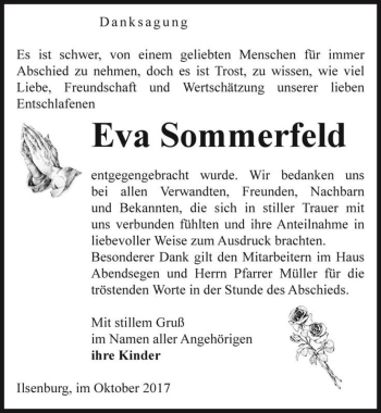 Traueranzeige von Eva Sommerfeld  von Magdeburger Volksstimme