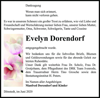 Traueranzeige von Evelyn Dorendorf  von Magdeburger Volksstimme