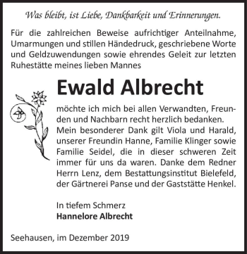 Traueranzeige von Ewald Albrecht  von Magdeburger Volksstimme