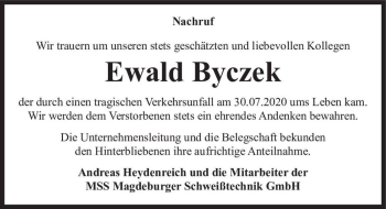 Traueranzeige von Ewald Byczek  von Magdeburger Volksstimme