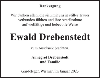Traueranzeige von Ewald Drebenstedt  von Magdeburger Volksstimme