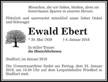 Traueranzeige von Ewald Ebert  von Magdeburger Volksstimme