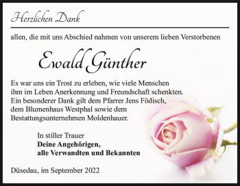 Traueranzeige von Ewald Günther  von Magdeburger Volksstimme