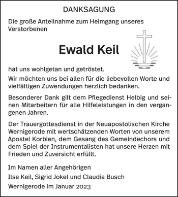 Traueranzeige von Ewald Keil  von Magdeburger Volksstimme